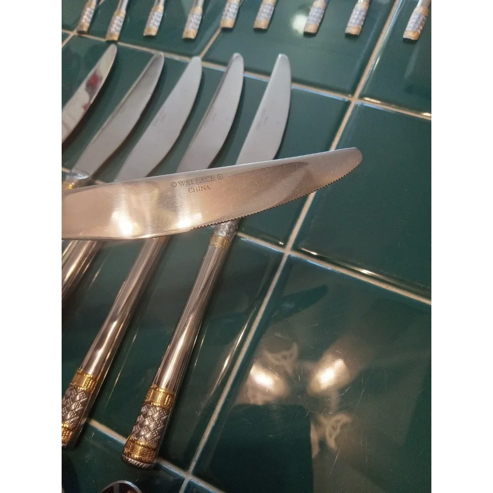 Wallace Golden Aegean‎ Weave Stainless 60+pc set 18/10 Missing One Fork. Butter